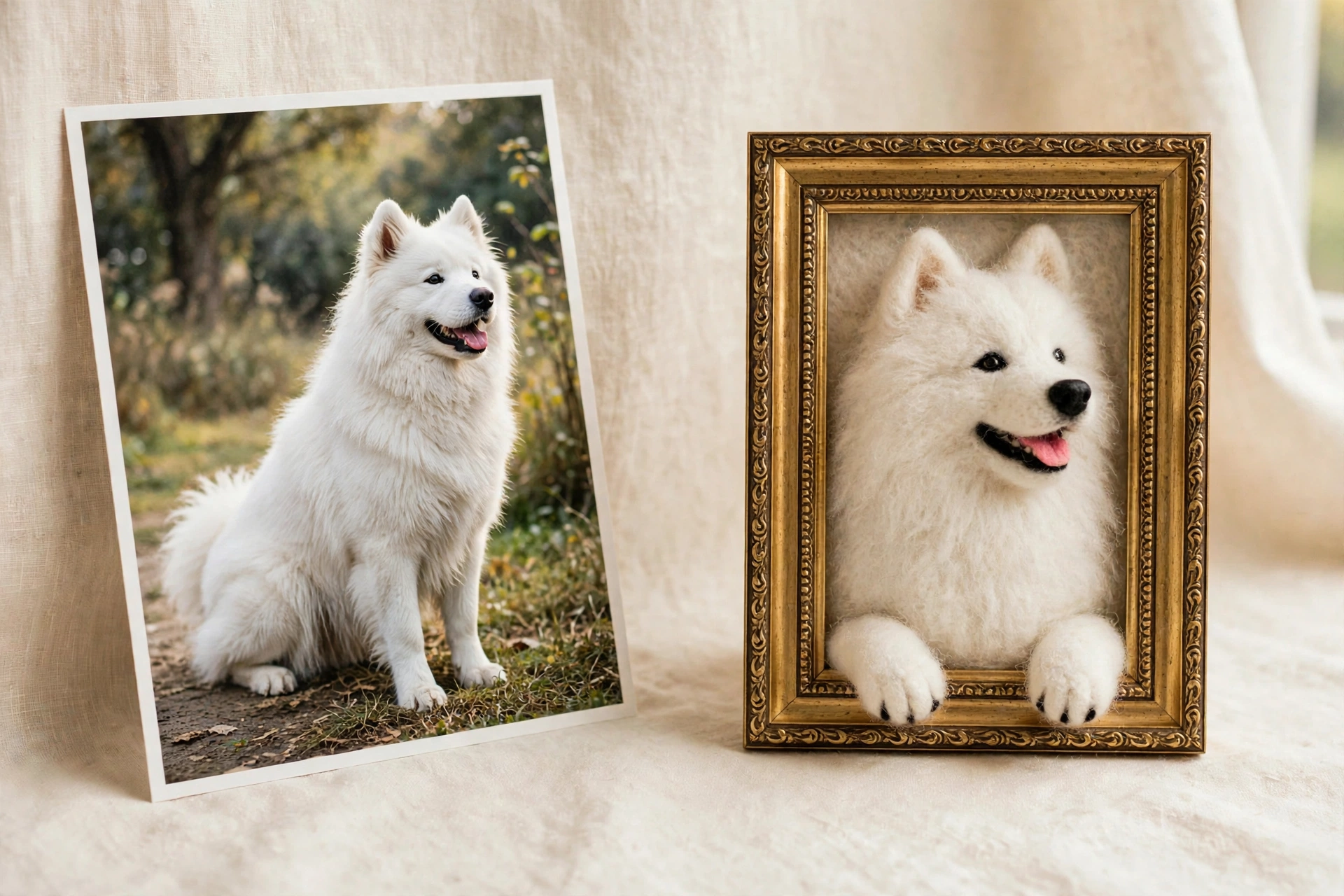 7-inch Photo Frame with Felted Pet Portrait - Image 3