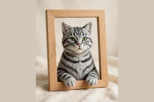 7-inch Photo Frame with Felted Pet Portrait